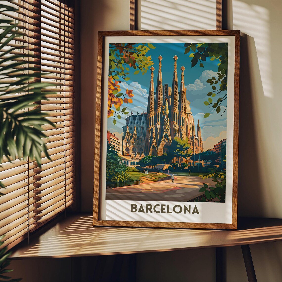 Barcelona Travel Poster, Spanish Cityscape Art - Image 2