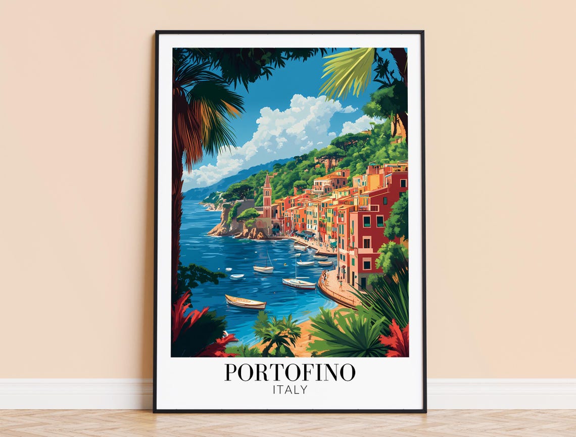 Portofino Print Portofino Italy Travel Wall Hanging Home Decoration Gift For Art Lovers Portofino Wall Poster Art
