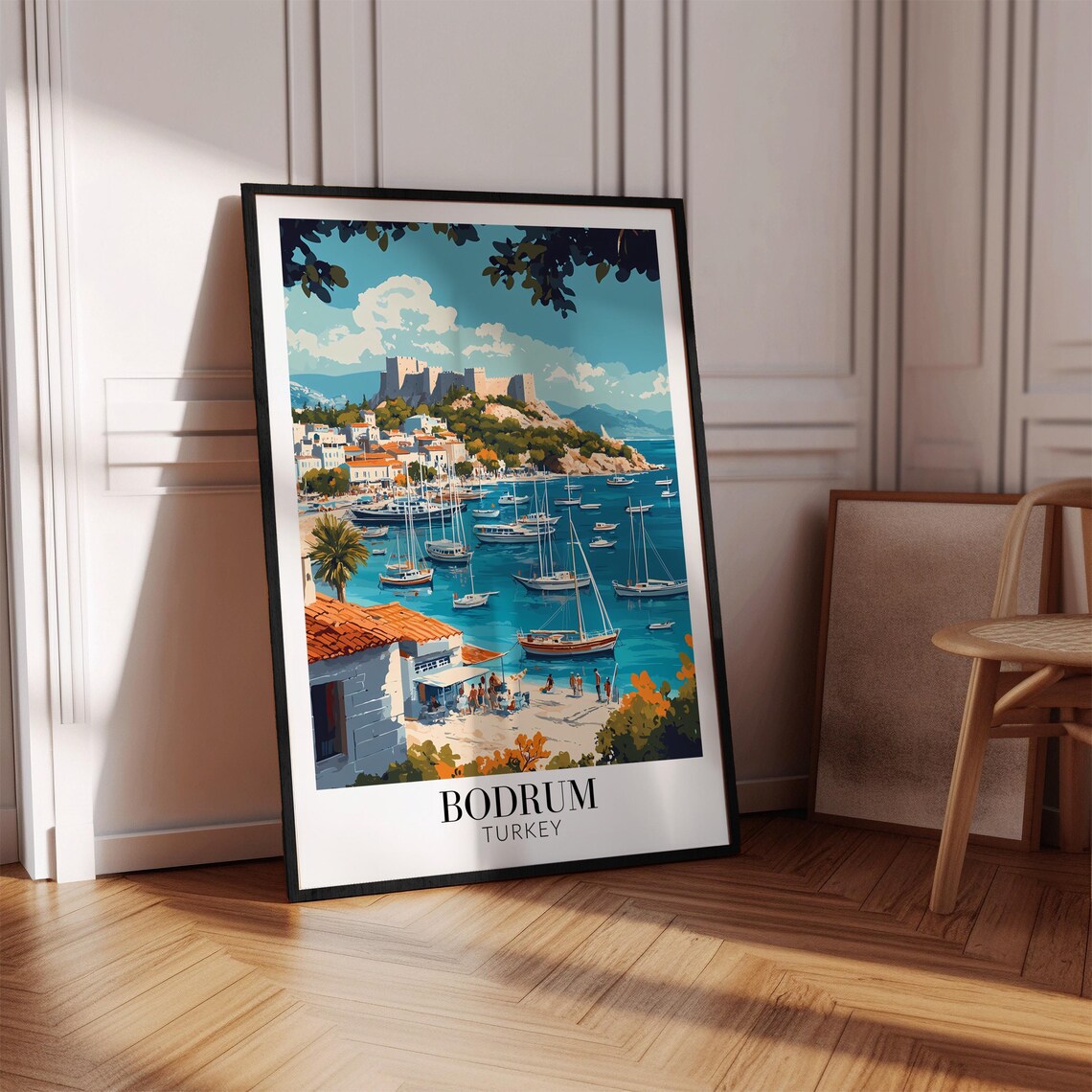 Bodrum Turkey Marina Harbor and Castle Hill Coastal Travel Poster - Image 4