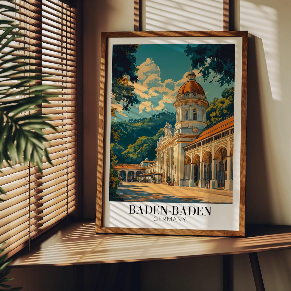 Baden-Baden Germany Grand Spa Colonnade Dome Vintage Travel Poster - Image 3