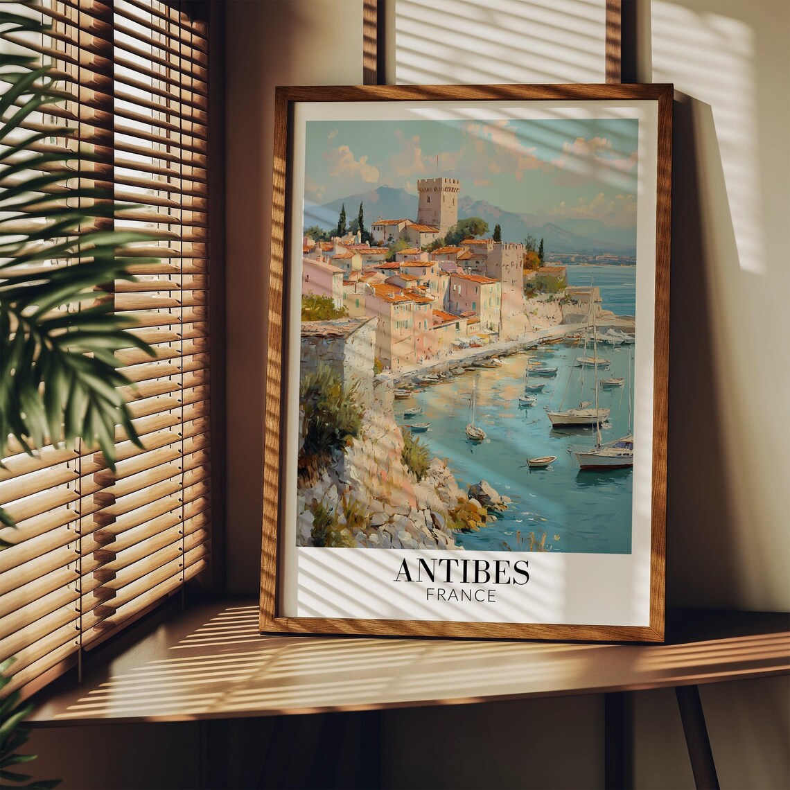 Antibes France Old Town Tower Harbor Sailboats Riviera Travel Poster - Image 3