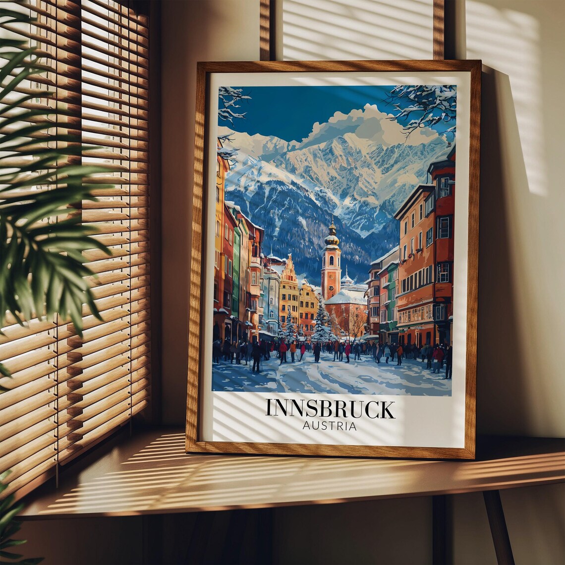 Innsbruck Austria Snowy Lane Church Tower Alpine Peaks Poster - Image 3