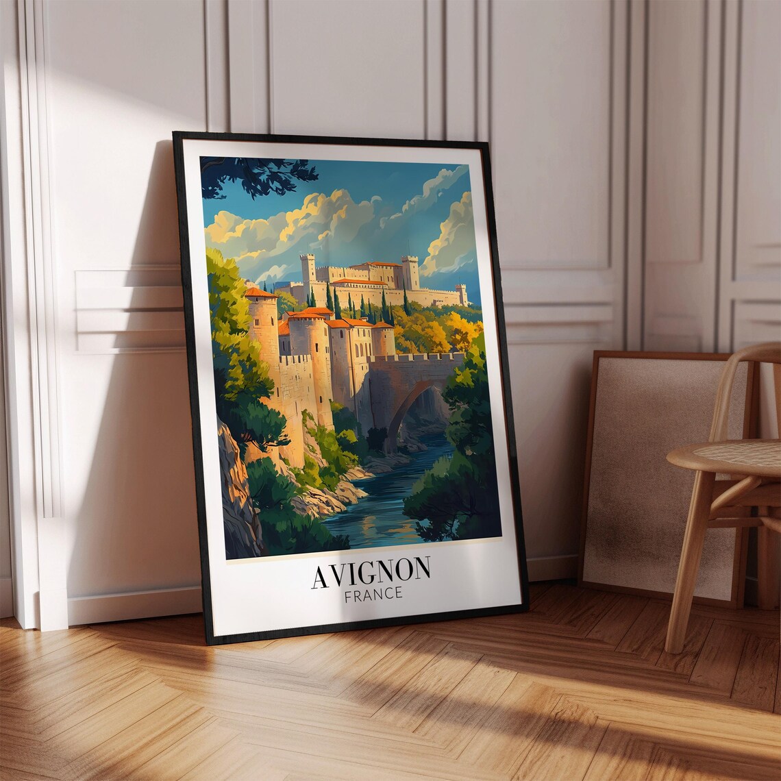Avignon France Grand Papal Palace Fortress Bridge View Poster - Image 4
