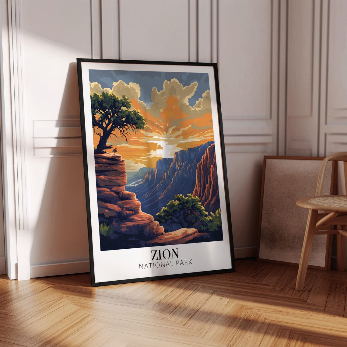 Zion National Park Sunset Canyon Rock Formations Travel Poster - Image 2