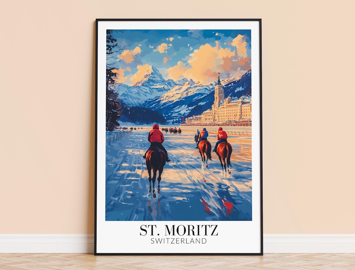 St Moritz Switzerland Travel Poster, Wall Art Print