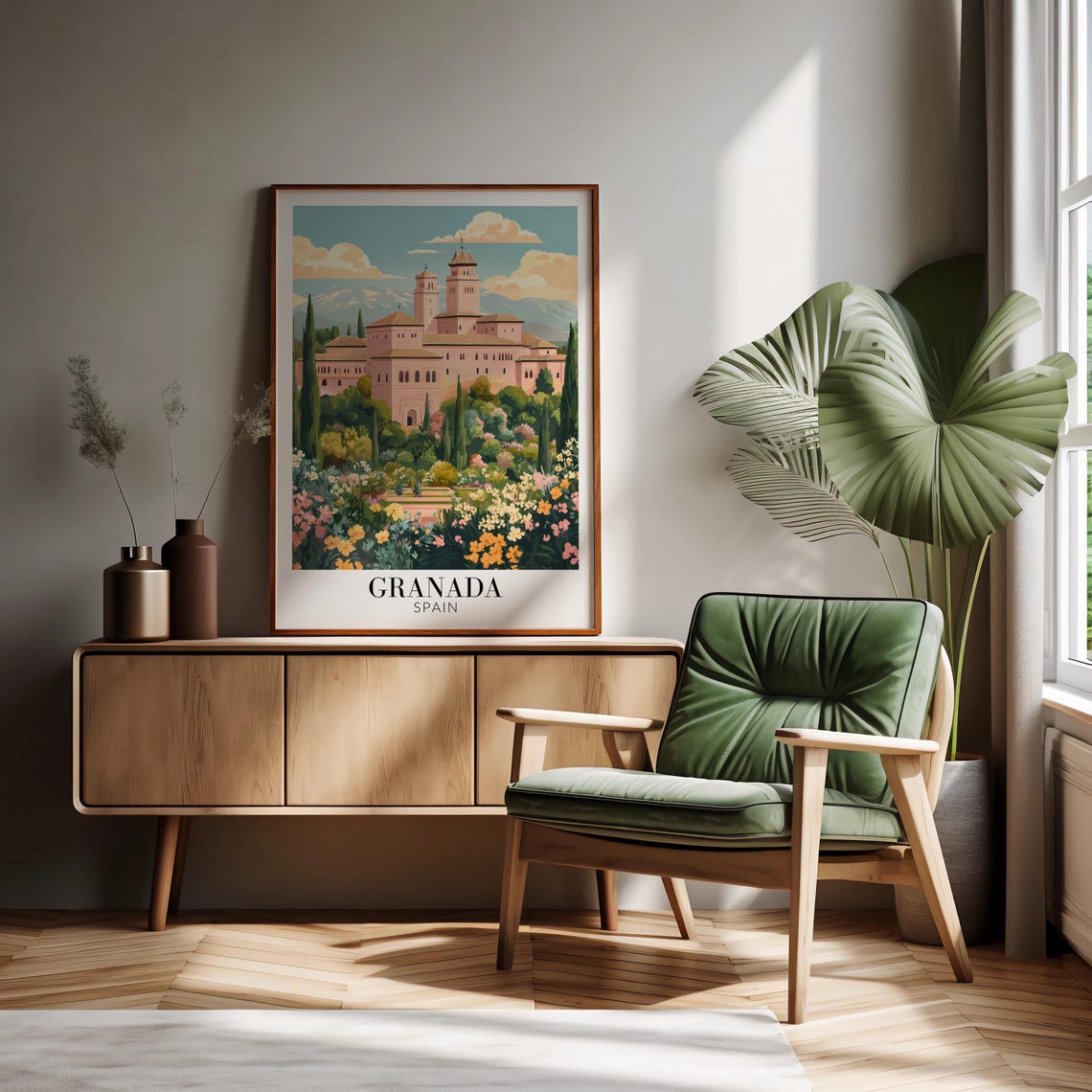 Granada Spain Alhambra Gardens Mountain View Spring Travel Poster - Image 4