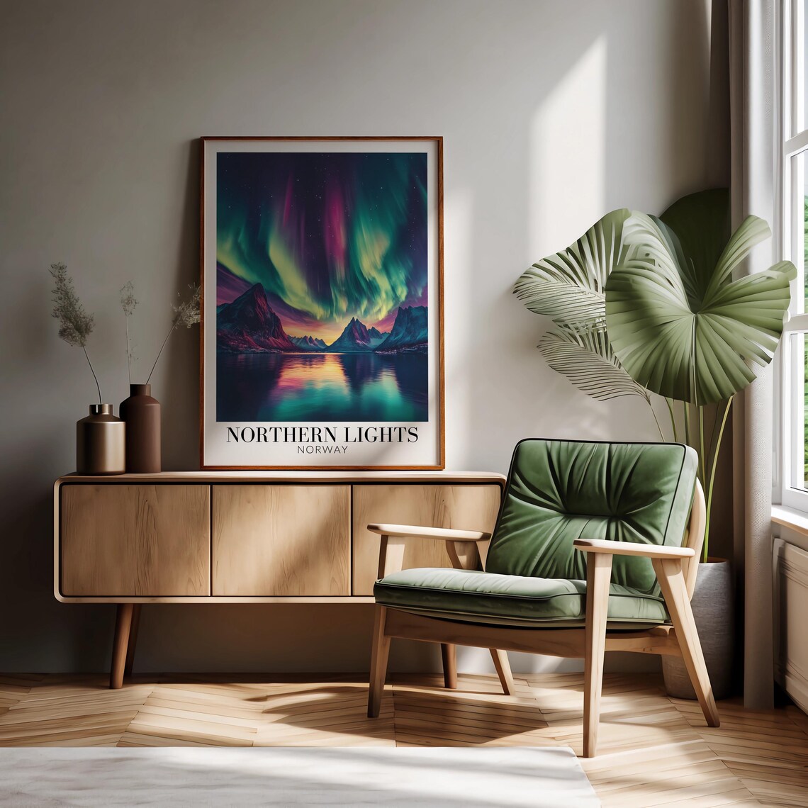 Northern Lights Norway Travel Poster, Art Lovers - Image 2