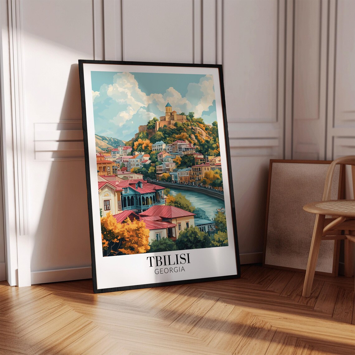 Tbilisi Georgia Colorful Old Town and Hilltop Church Travel Poster - Image 4