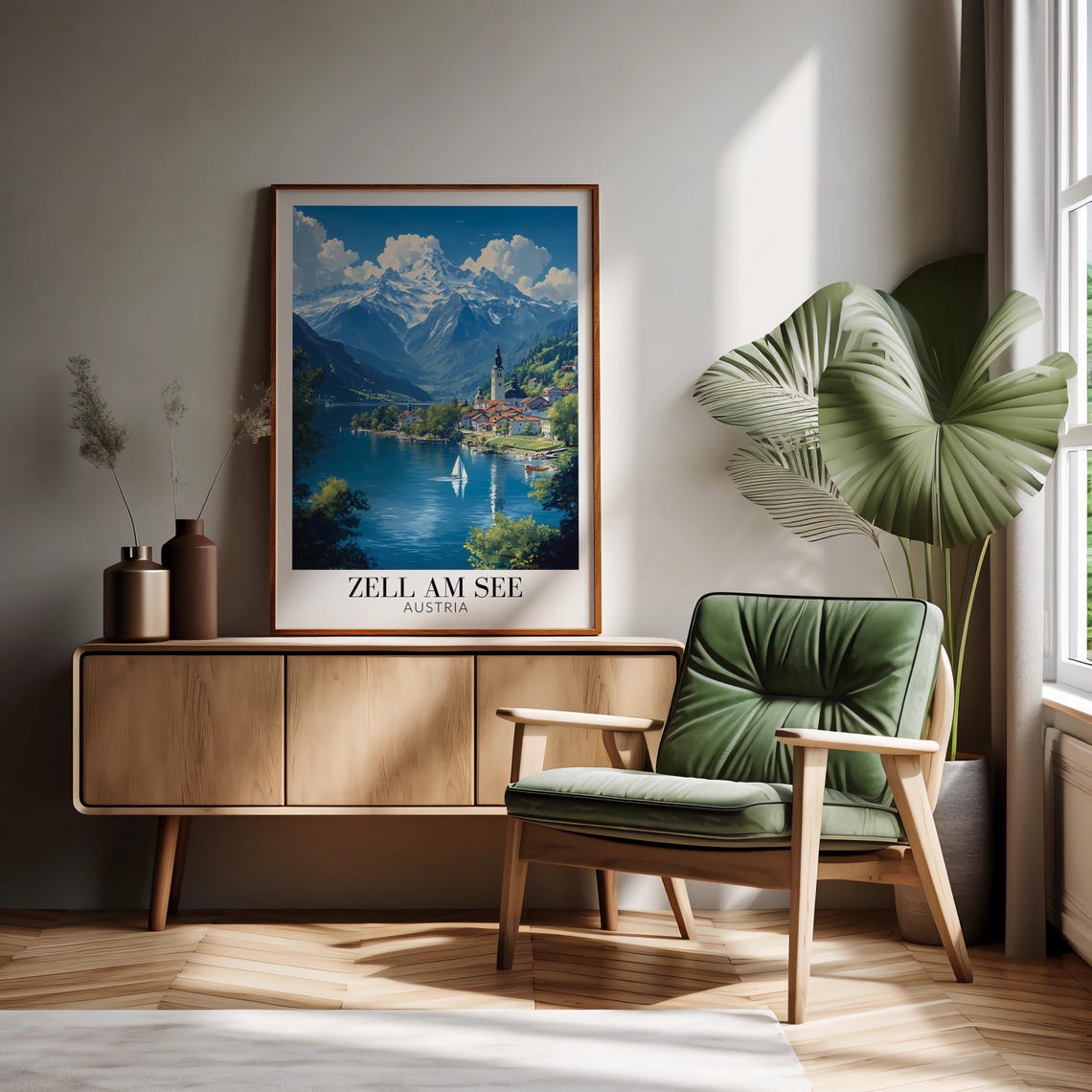 Zell Am See Austria Lakeside Old Town Beneath Alpine Peaks Poster - Image 3