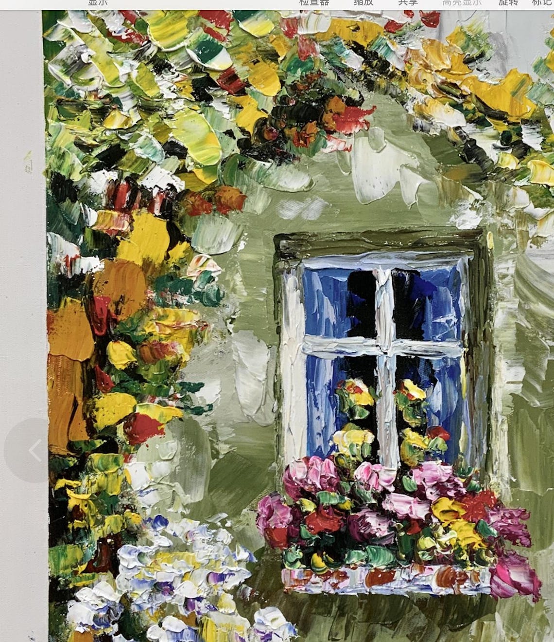 Blue Shutter Window Flower Box Mediterranean Impasto Wall Art Poster - Image 5