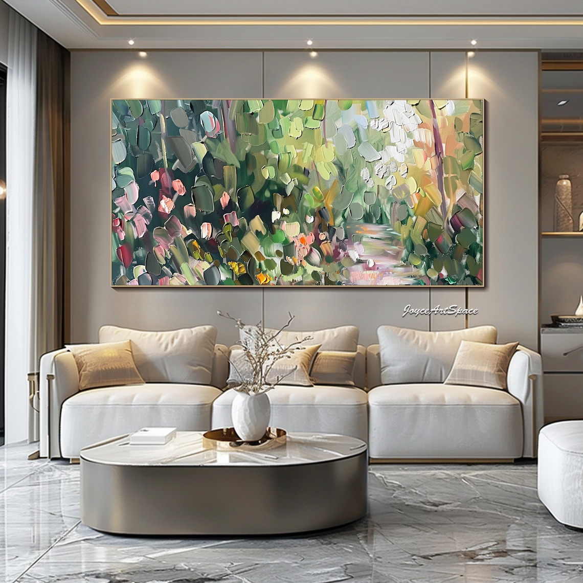 Abstract Forest Landscape, Modern Bedroom Art Print - Image 4