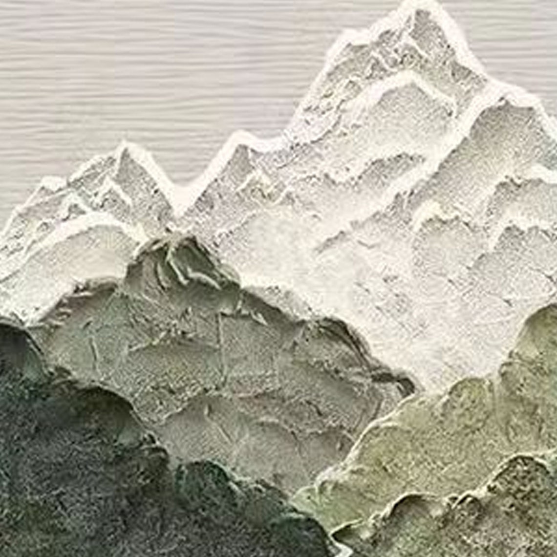 Minimalist Green Mountains White River Abstract 3D Textured Wall Art - Image 5