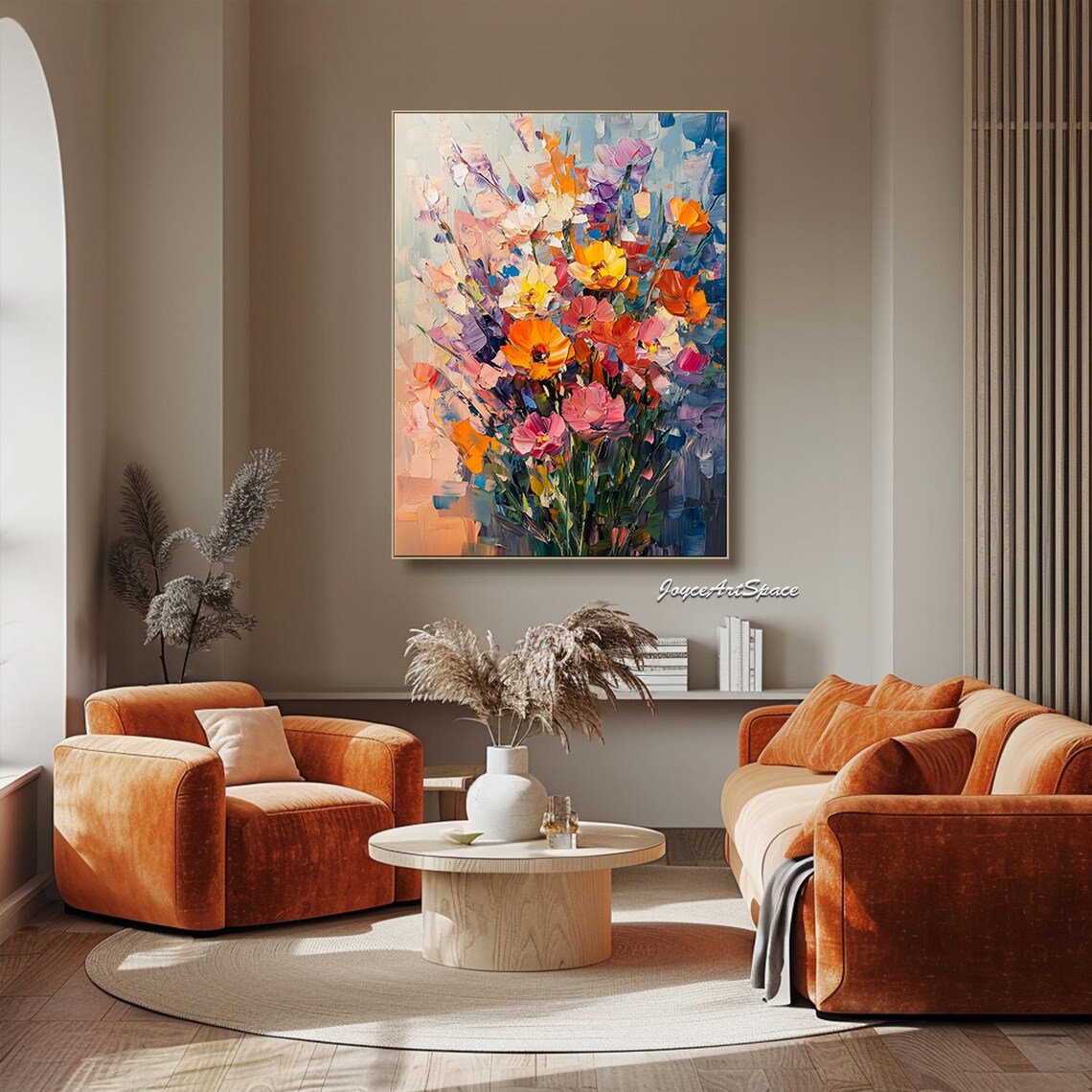 Vibrant Wildflower Bouquet Colorful Blooms 3D Impasto Wall Art - Image 4