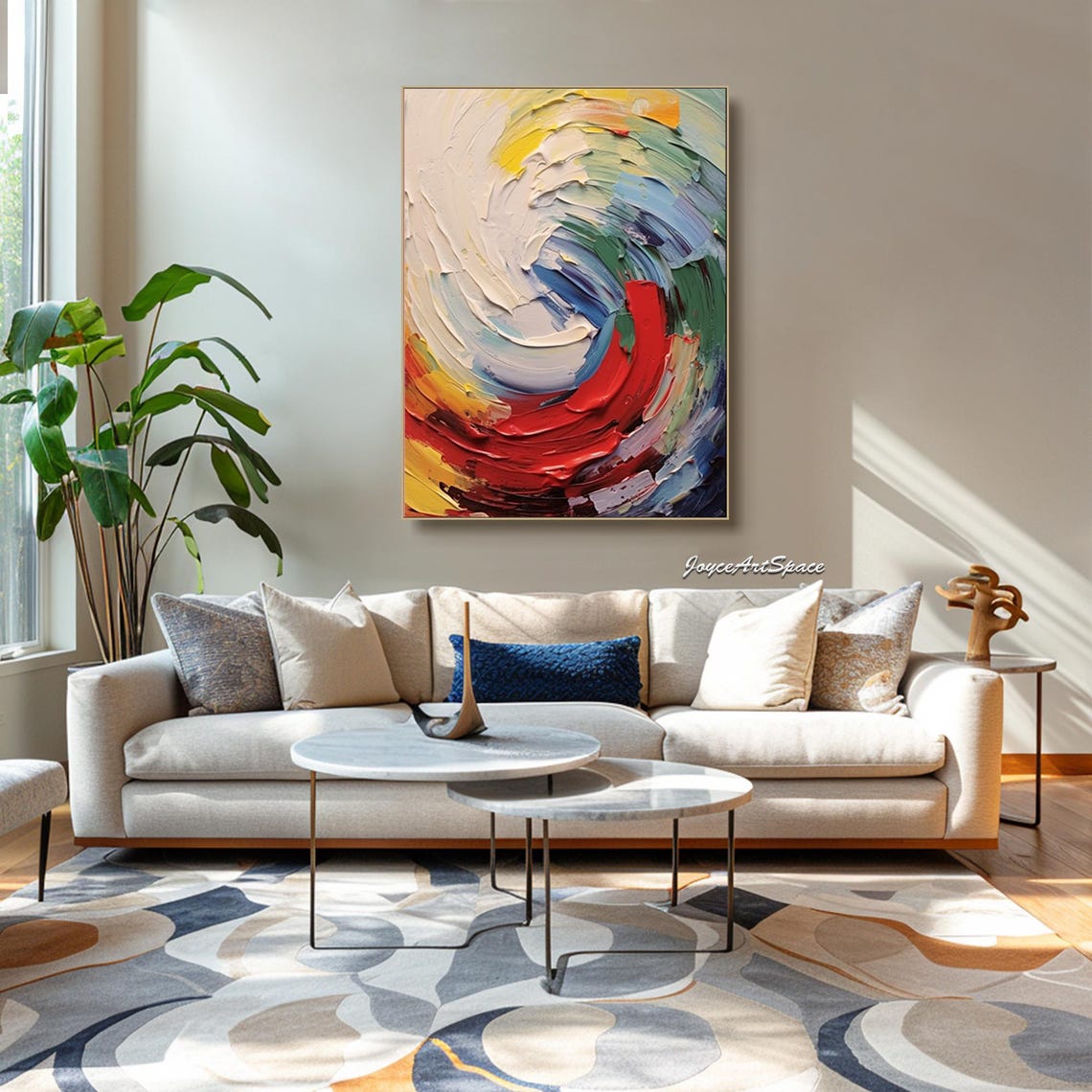 Colorful Swirl Vortex Abstract 3D Palette Knife Impasto Wall Art - Image 3