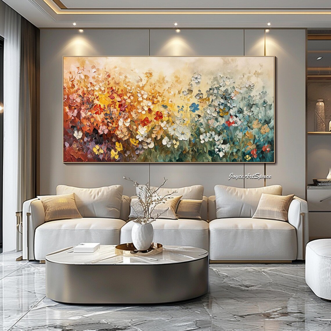 Abstract Floral Oil Painting, Bedroom Wall Art Print - Image 3