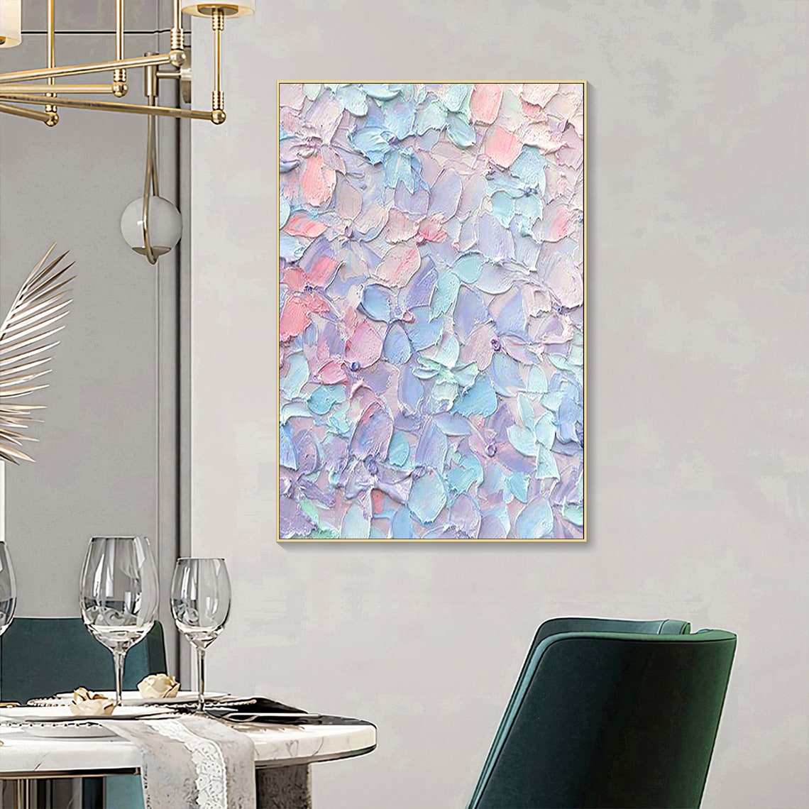 Pastel Petals Lavender Pink Blue Abstract 3D Impasto Wall Art - Image 2