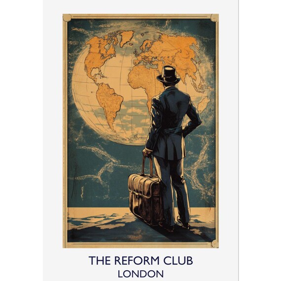 Around The World In 80 Days Reform Club London Vintage Travel Poster