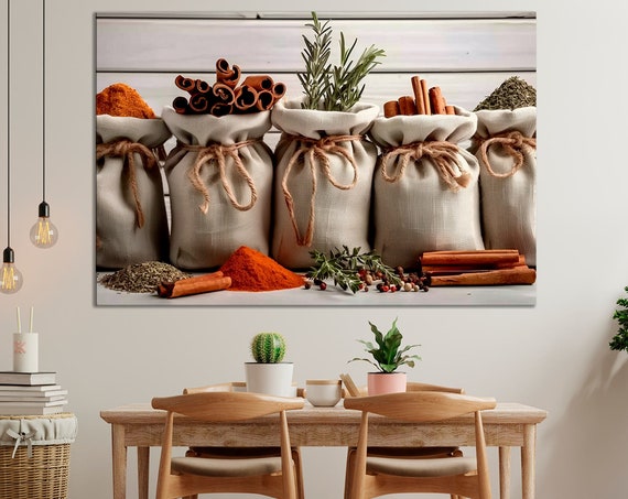 Rustic Spice Sack Print Kitchen Art Print Dining Room Wall Art Cooking Gifts For Mother Food Art Culinary Art Large Wall Art