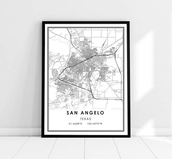 San Angelo Texas City Wall Art Print