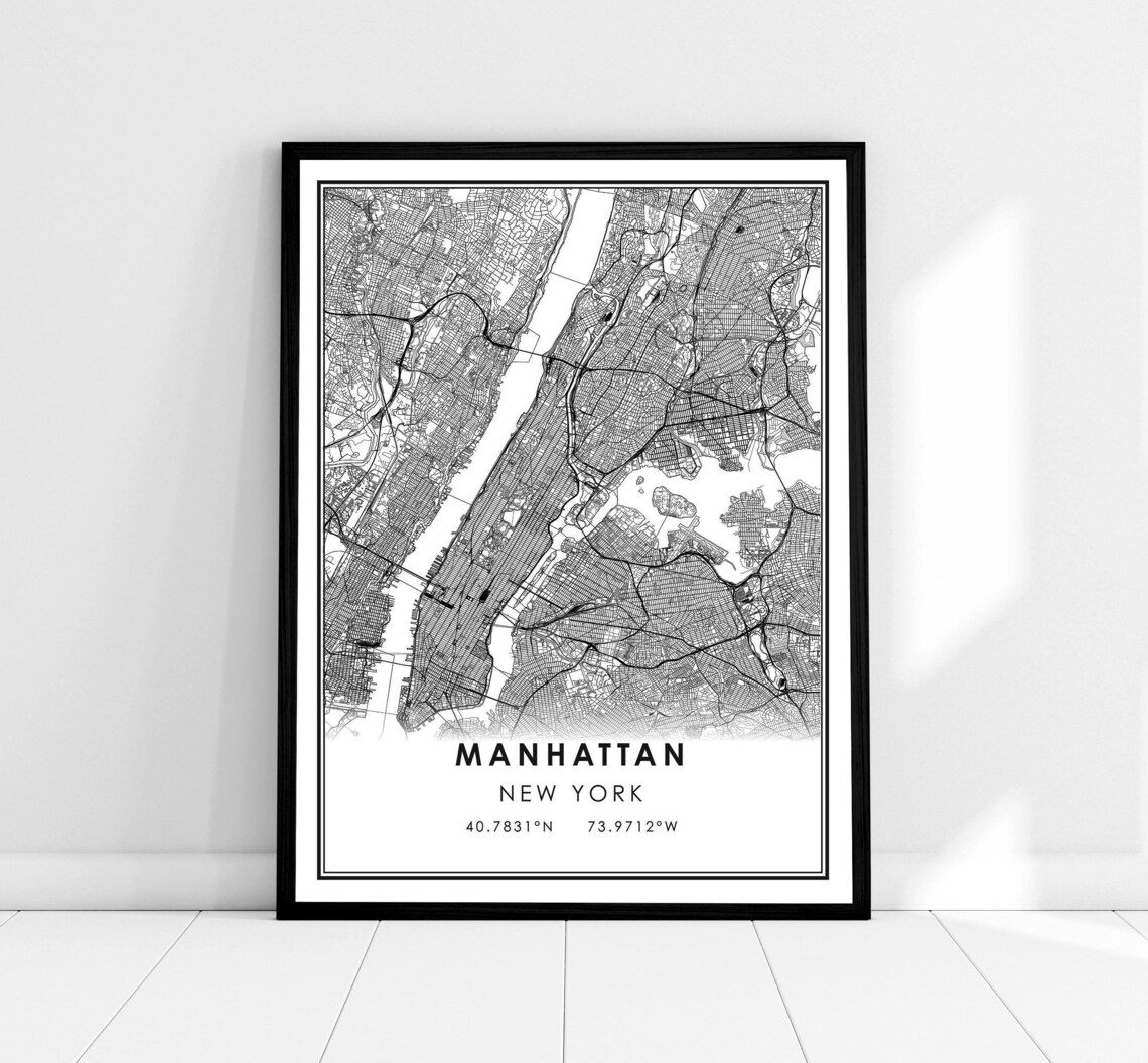 Manhattan Map Print Poster, City Travel Art