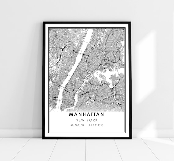 Manhattan Map Print Poster, City Travel Art