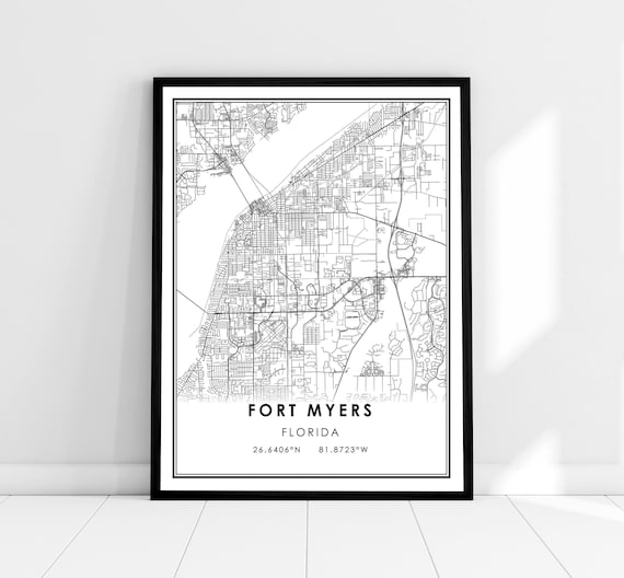 Fort Myers Map Print, Florida City Travel Poster