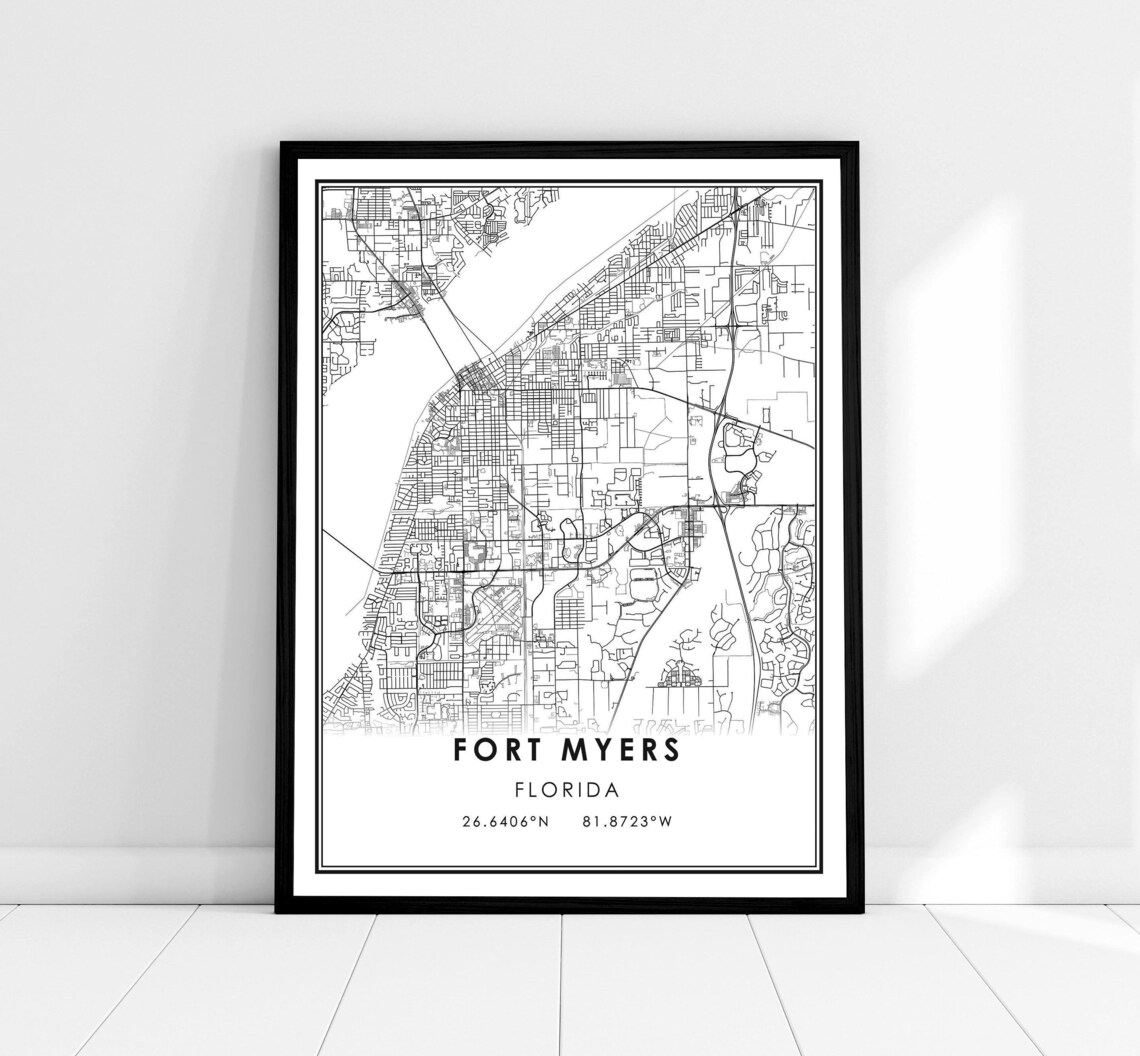 Fort Myers Map Print, Florida City Travel Poster