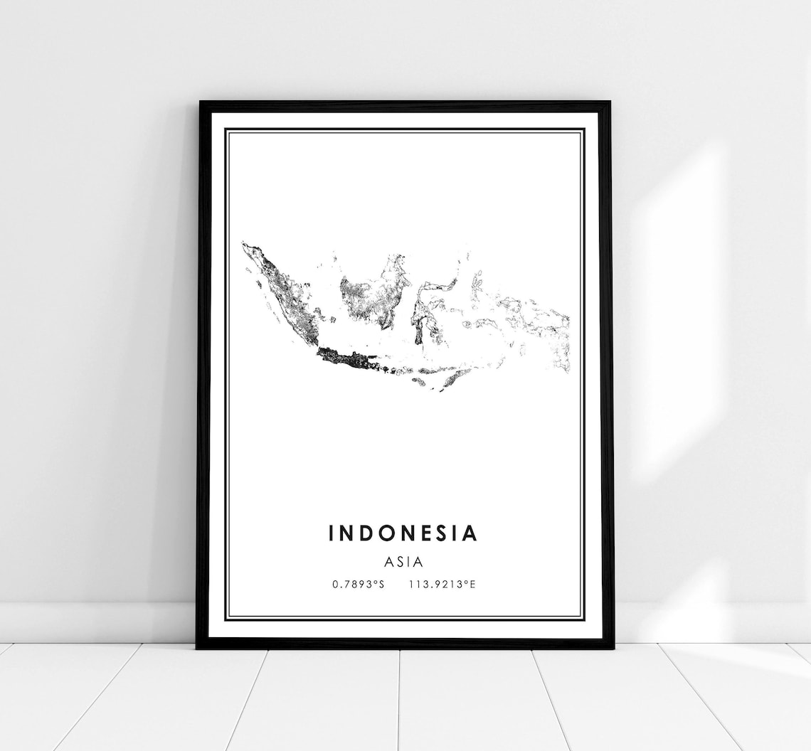 Indonesia Map Poster Print, Asia Road