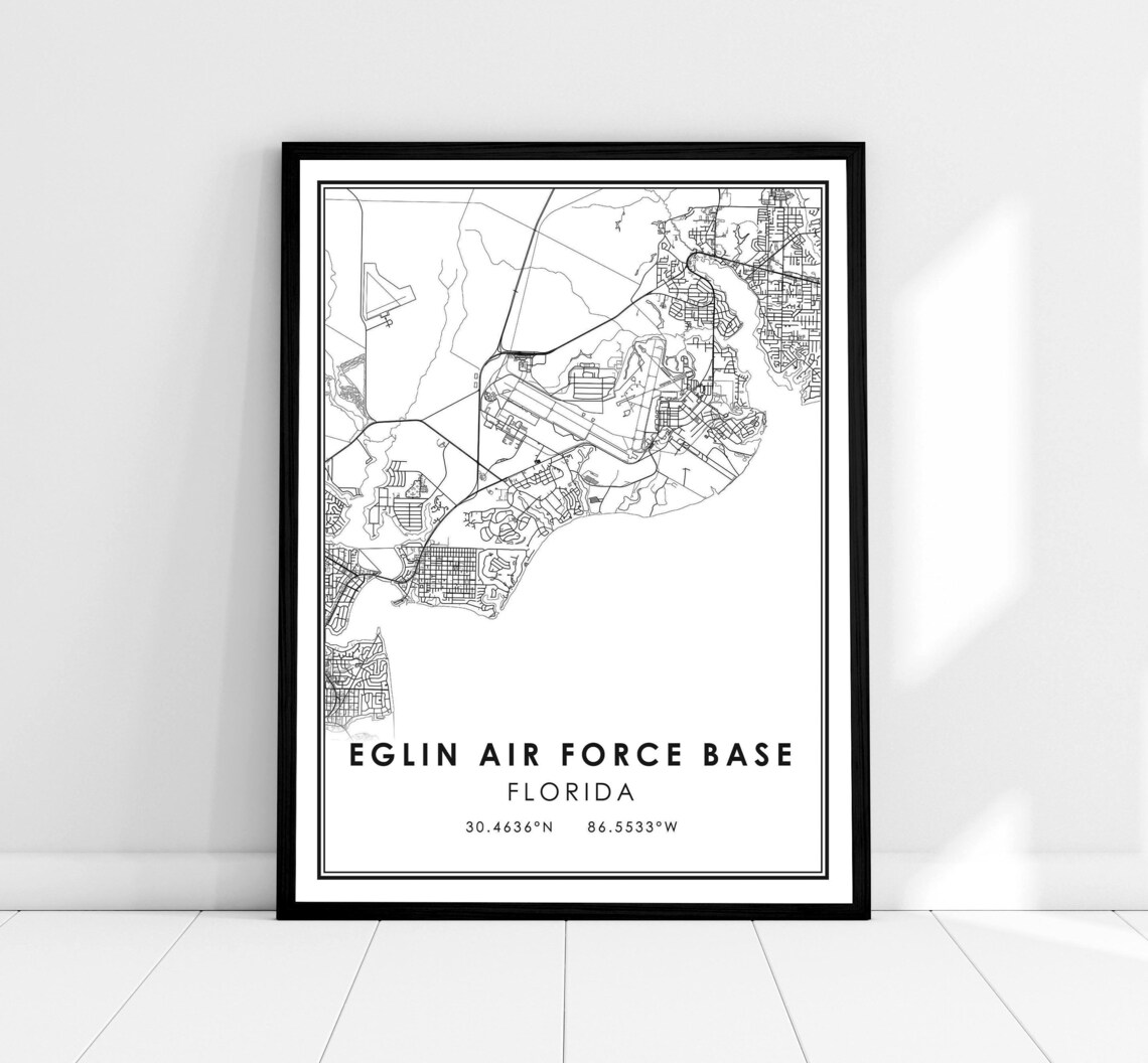 Eglin Air Force Base Map Print, Florida Travel Poster
