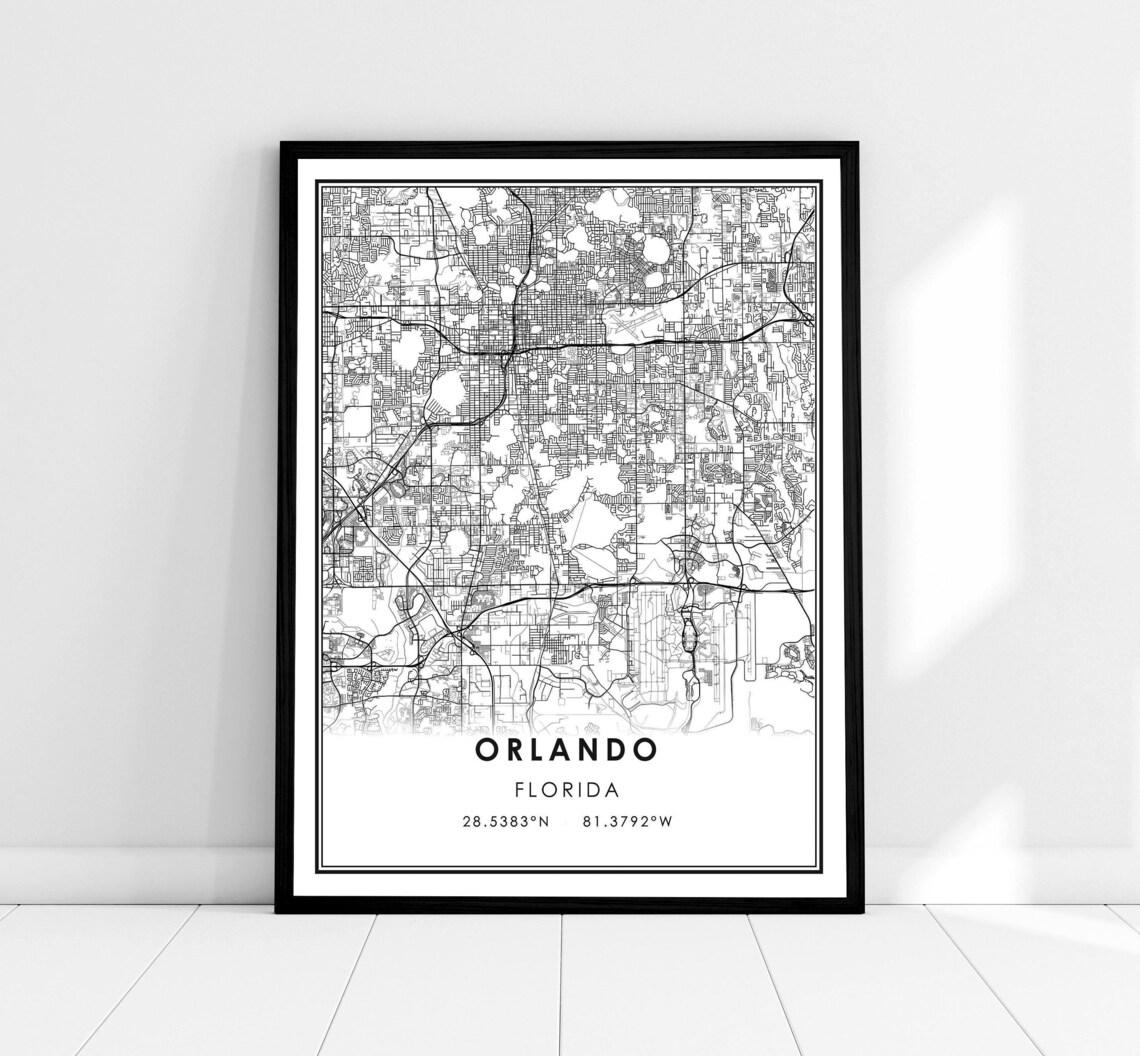 Orlando Map Travel Poster, Florida City