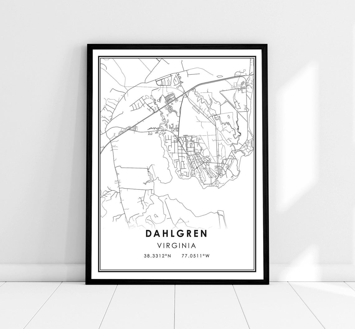 Dahlgren Virginia Minimalist Black And White City Map Art Poster