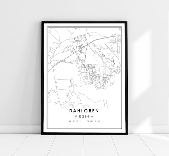 Dahlgren Virginia Minimalist Black And White City Map Art Poster