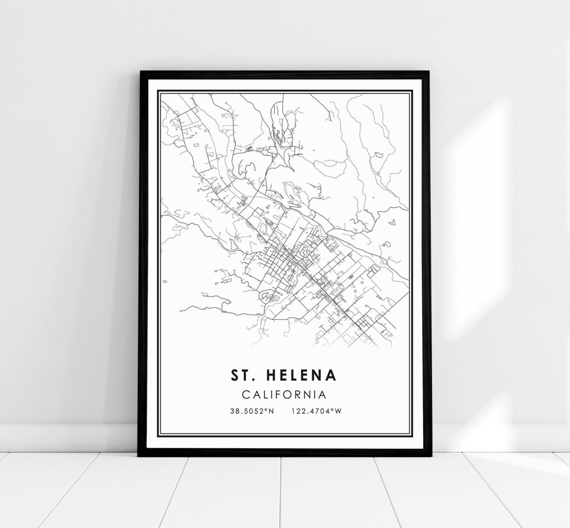 St Helena California Wine Country Town Map Minimalist Poster
