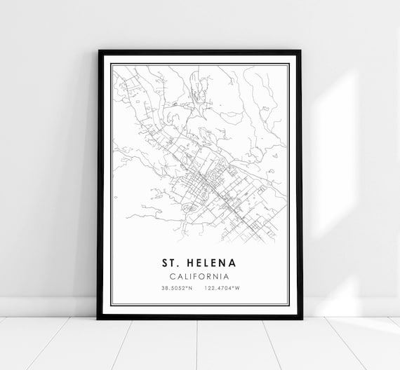 St Helena California Wine Country Town Map Minimalist Poster