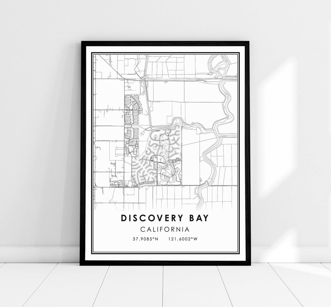 Discovery Bay California Minimalist Street Map Line Art Poster