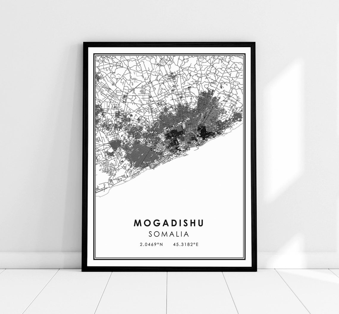 Mogadishu Somalia Minimalist City Street Map Decor Art Poster