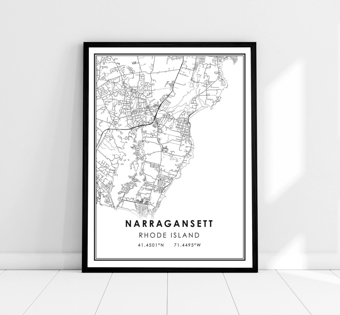 Narragansett Map Art Print, Rhode Island Travel Poster