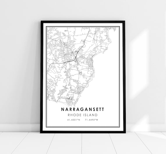Narragansett Map Art Print, Rhode Island Travel Poster