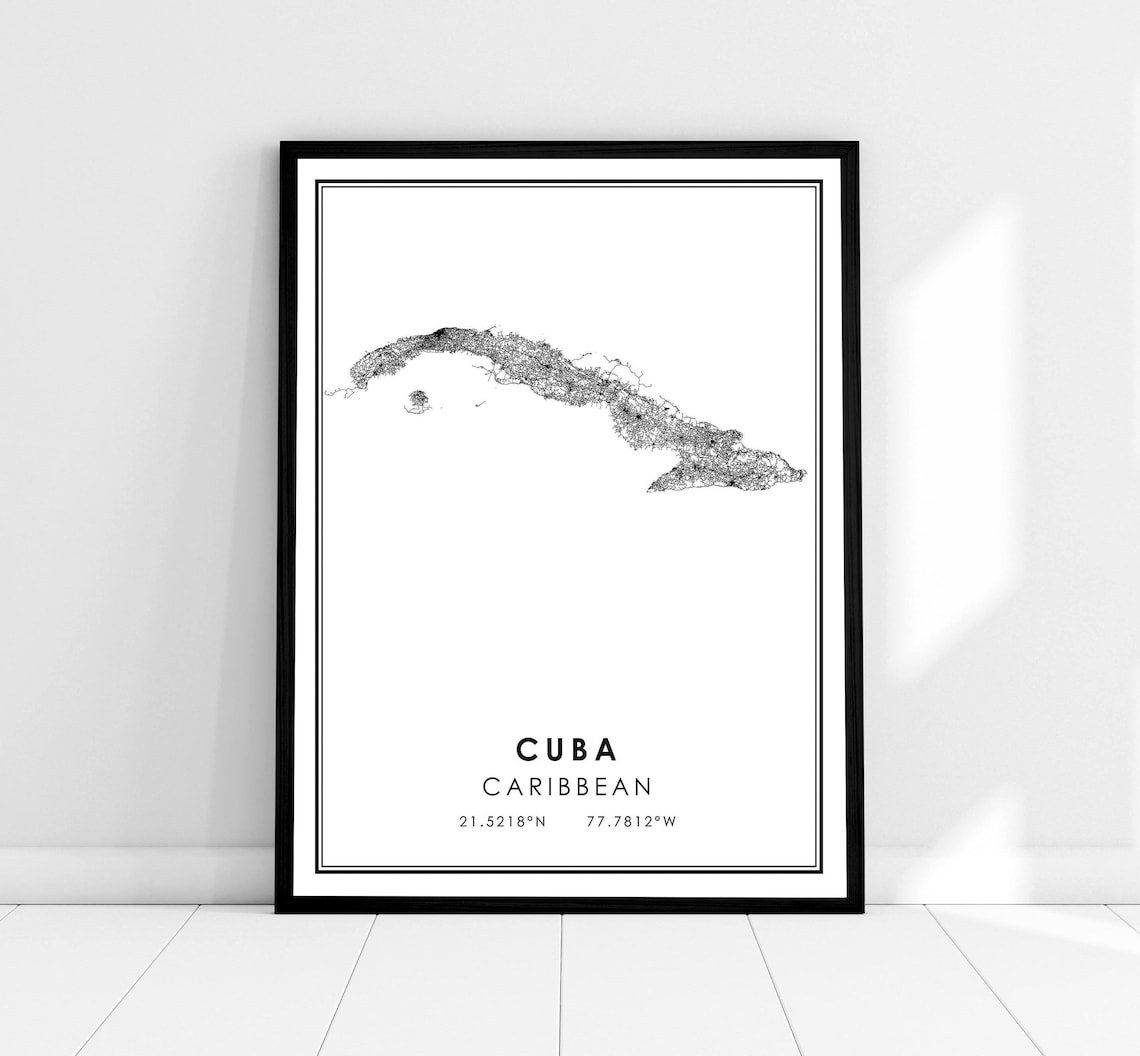 Caribbean City Map Art Print, Travel Poster