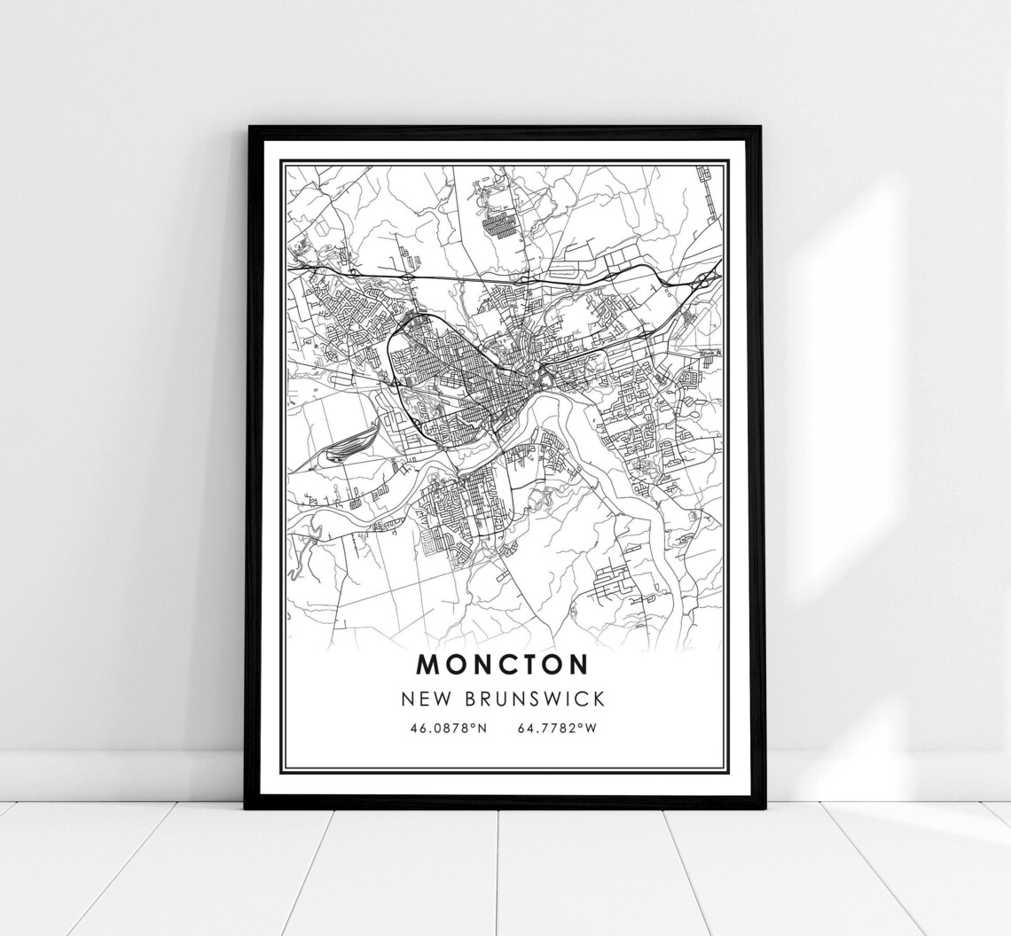 Moncton Map Print, New Brunswick City Travel Poster