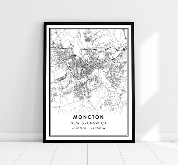 Moncton Map Print, New Brunswick City Travel Poster