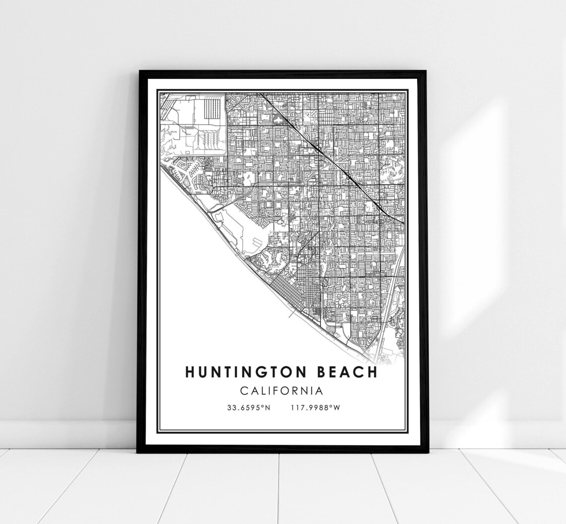 Huntington Beach Map Poster, Travel Poster
