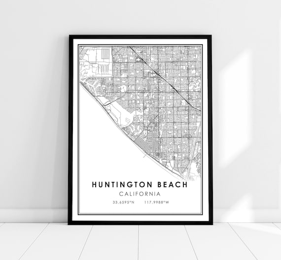 Huntington Beach Map Poster, Travel Poster