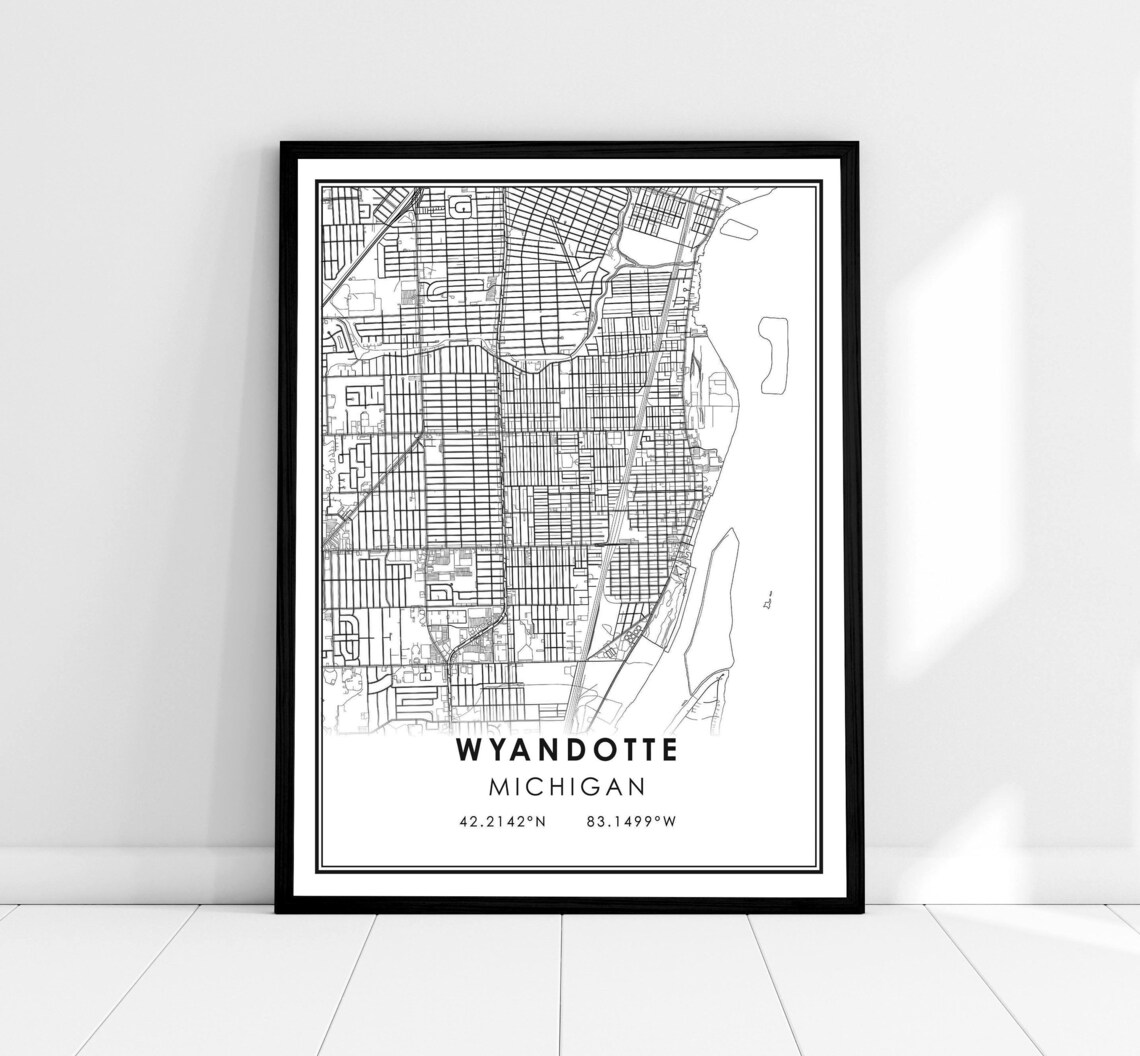 Wyandotte Map Print Poster, Michigan City