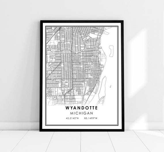 Wyandotte Map Print Poster, Michigan City
