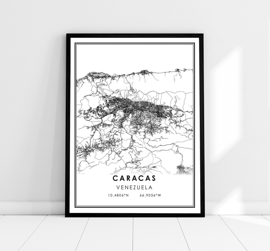Caracas Map Art Print, Venezuela City Travel Poster