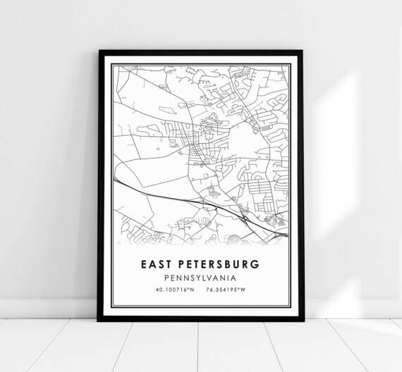 East Petersburg Pennsylvania Minimalist Town Map Line Art Poster