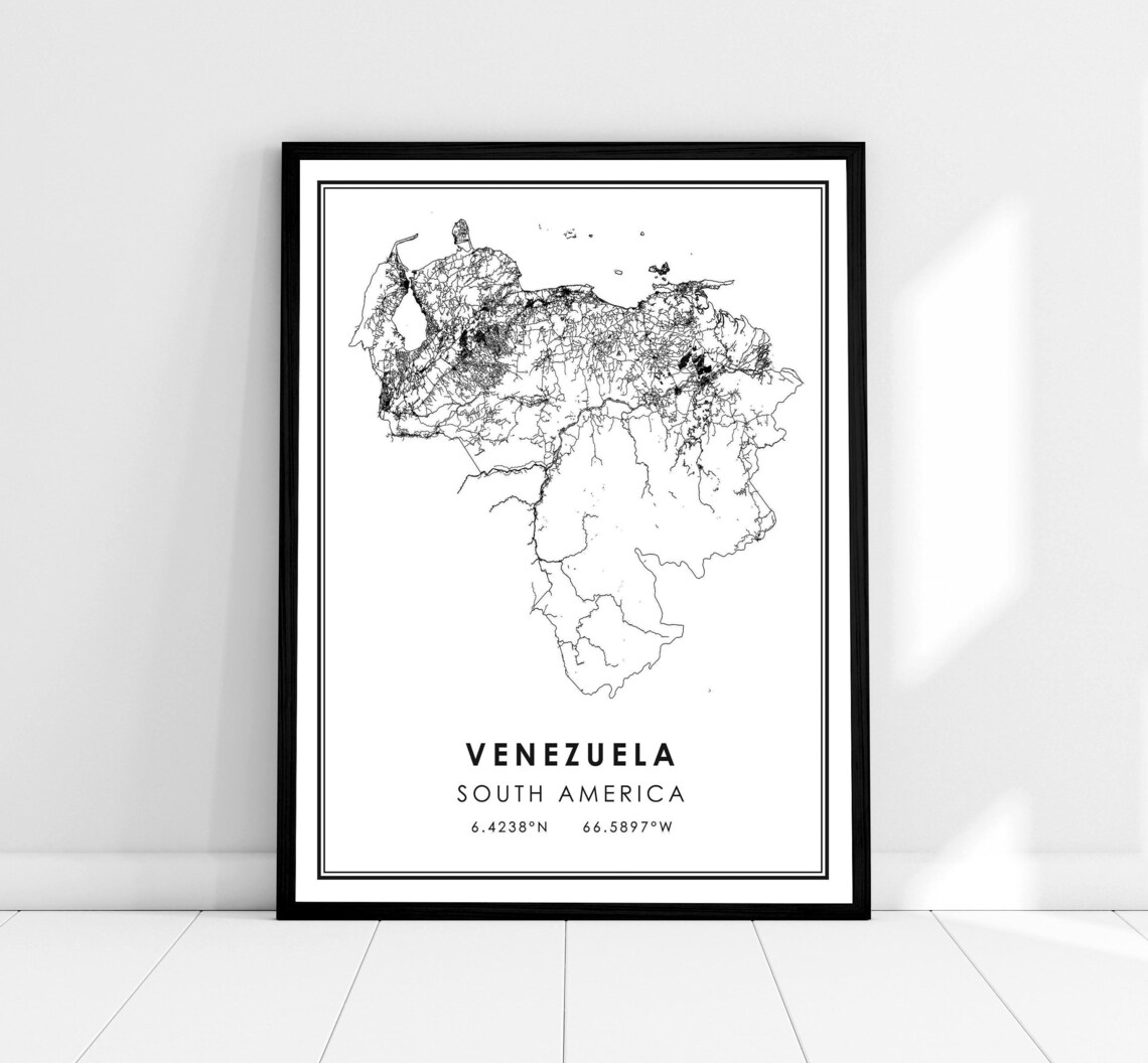 Venezuela Map Poster, South America Travel Art
