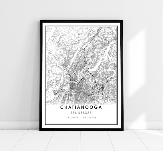 Chattanooga Map Print Poster, Tennessee City