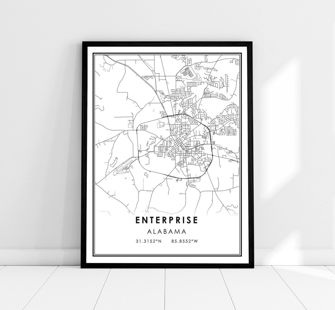 Enterprise Map Poster Print, Alabama City Map